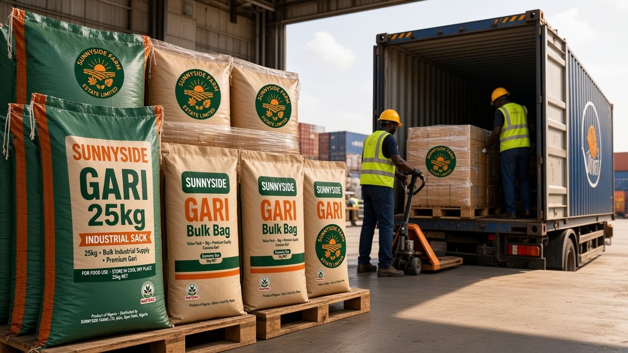 Sunnyside Gari packed for global export shipping